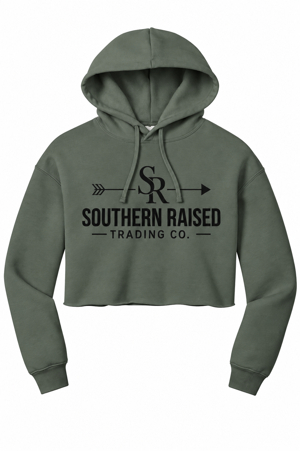 Southern Raised Trading Co. Cropped Hoodie- Military Green