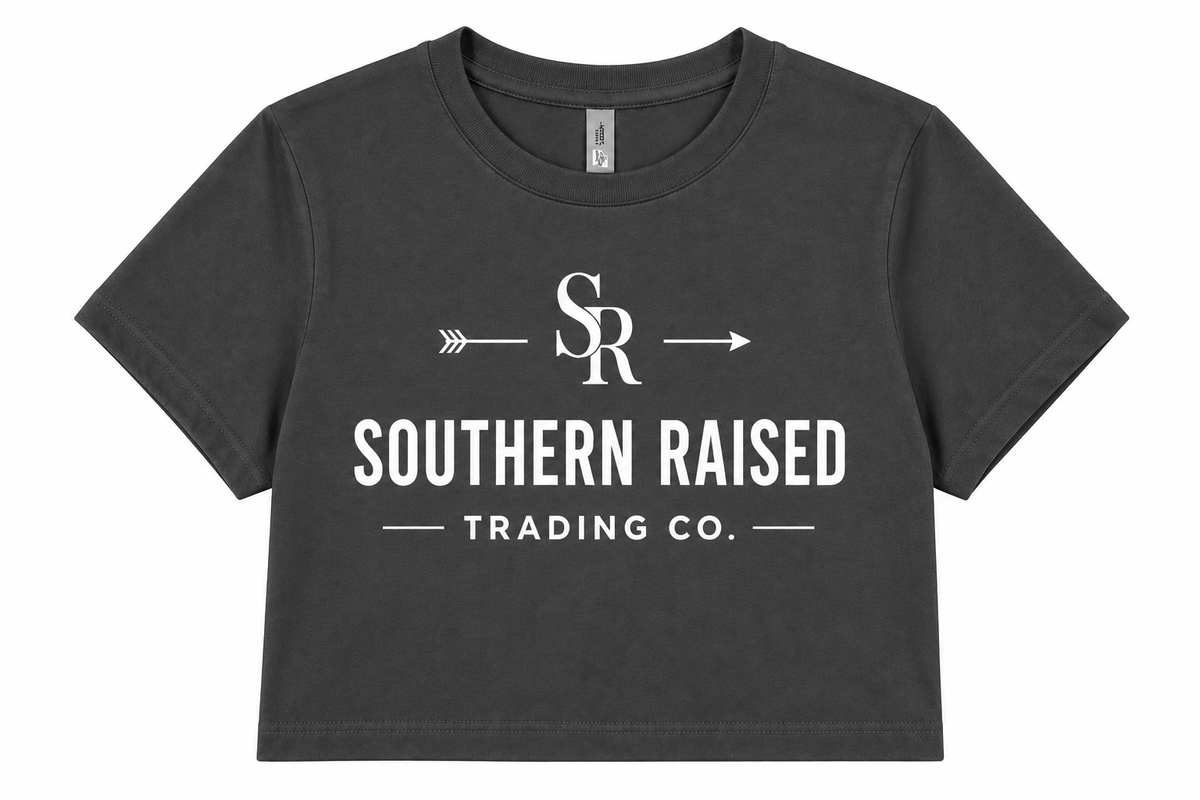Southern Raised Trading Co. Crop Top- Dark Grey
