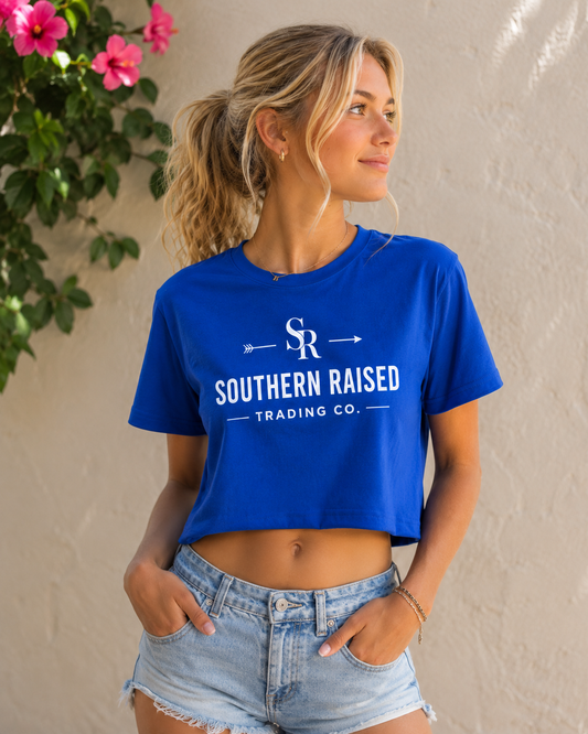 Southern Raised Trading Co. Crop Top- Royal