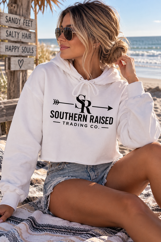 Southern Raised Trading Co. Cropped Hoodie- White