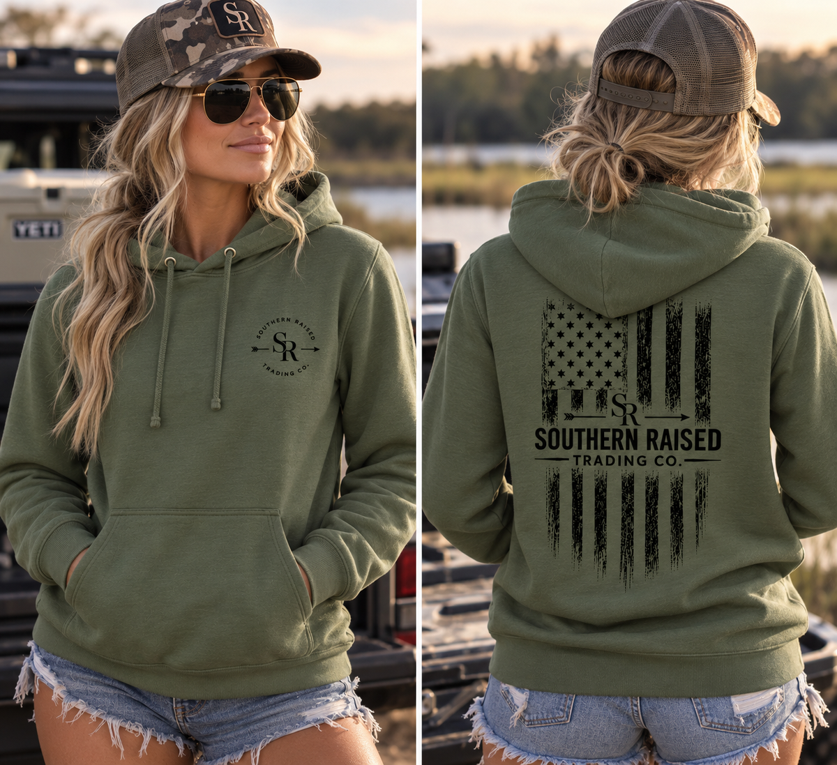 Southern Raised Trading Co. Hoodie- Military Green
