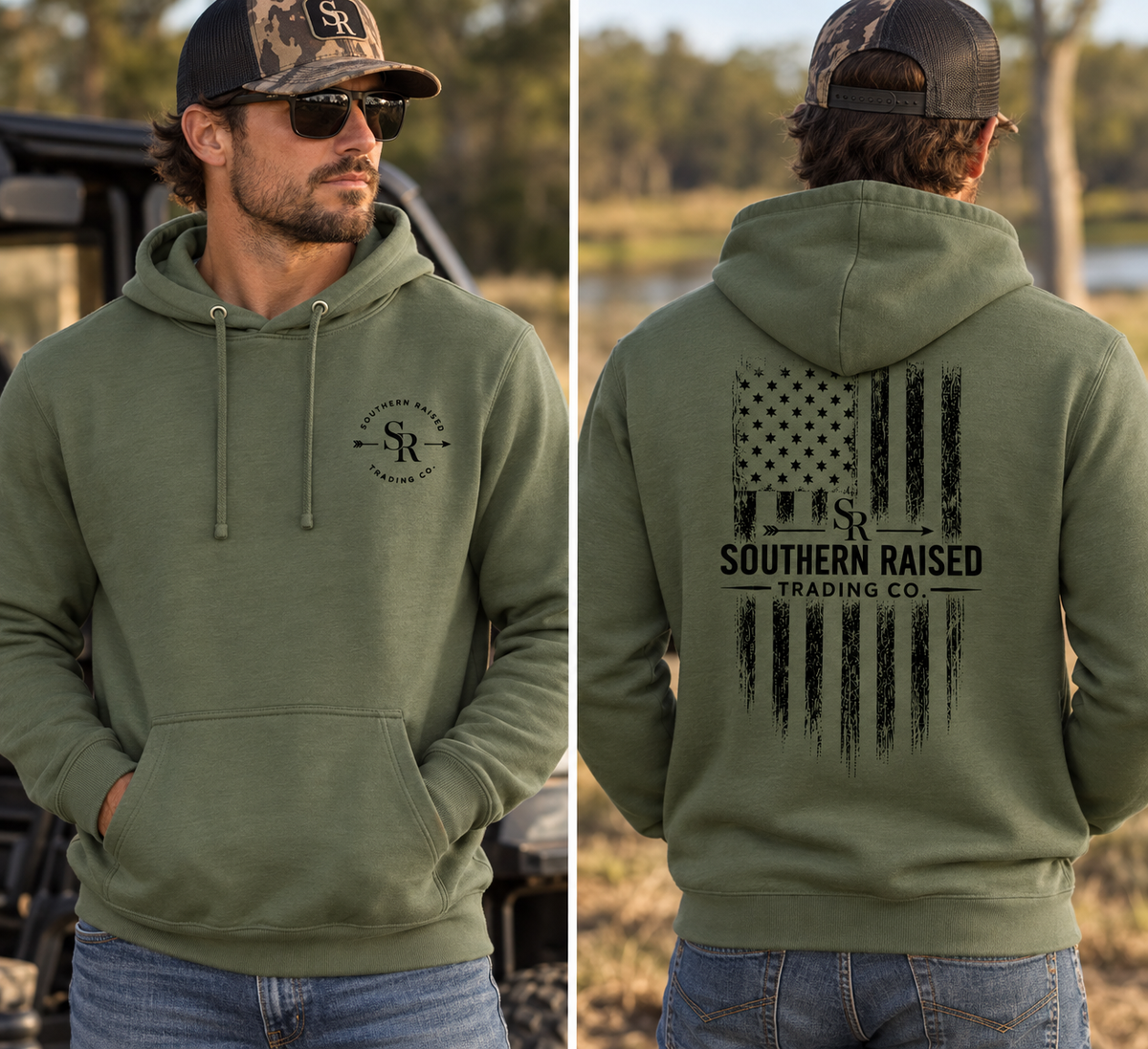 Southern Raised Trading Co. Hoodie- Military Green