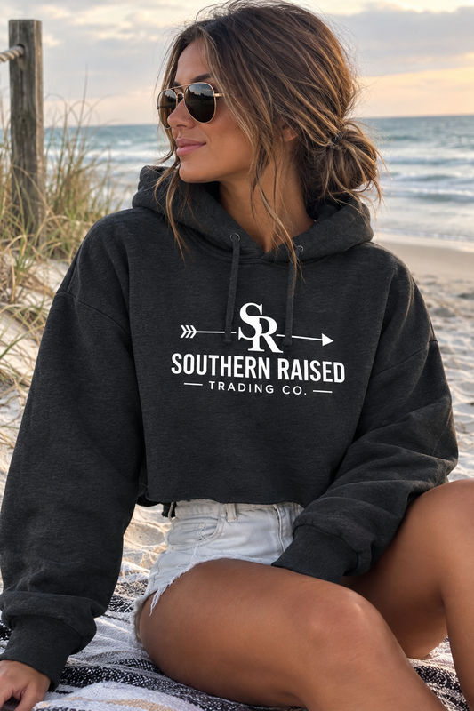 Southern Raised Trading Co. Cropped Hoodie- Dark Grey Heather